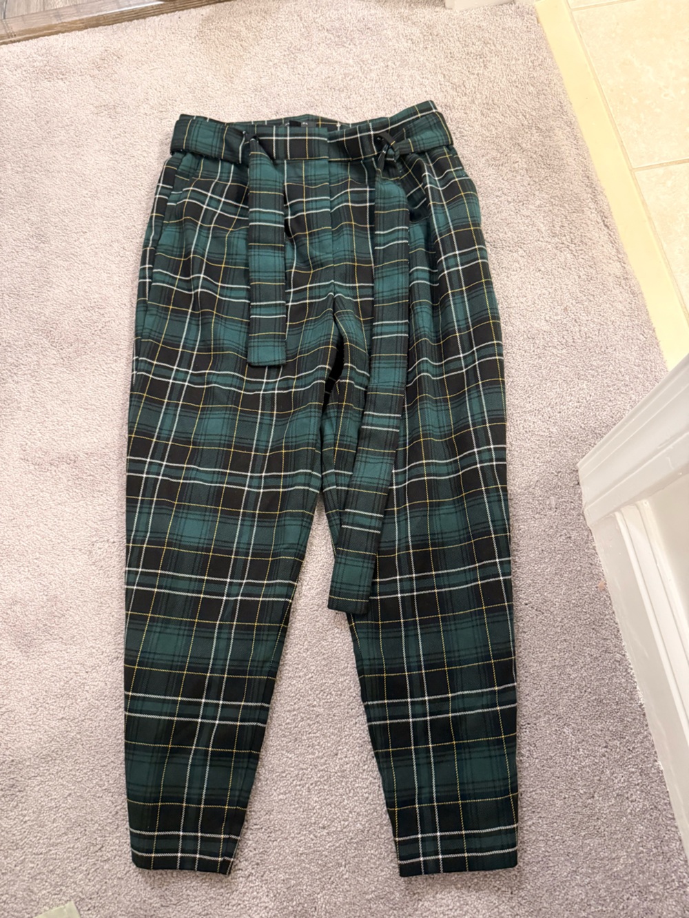 Ann Taylor Dark Green Plaid Dress Pants